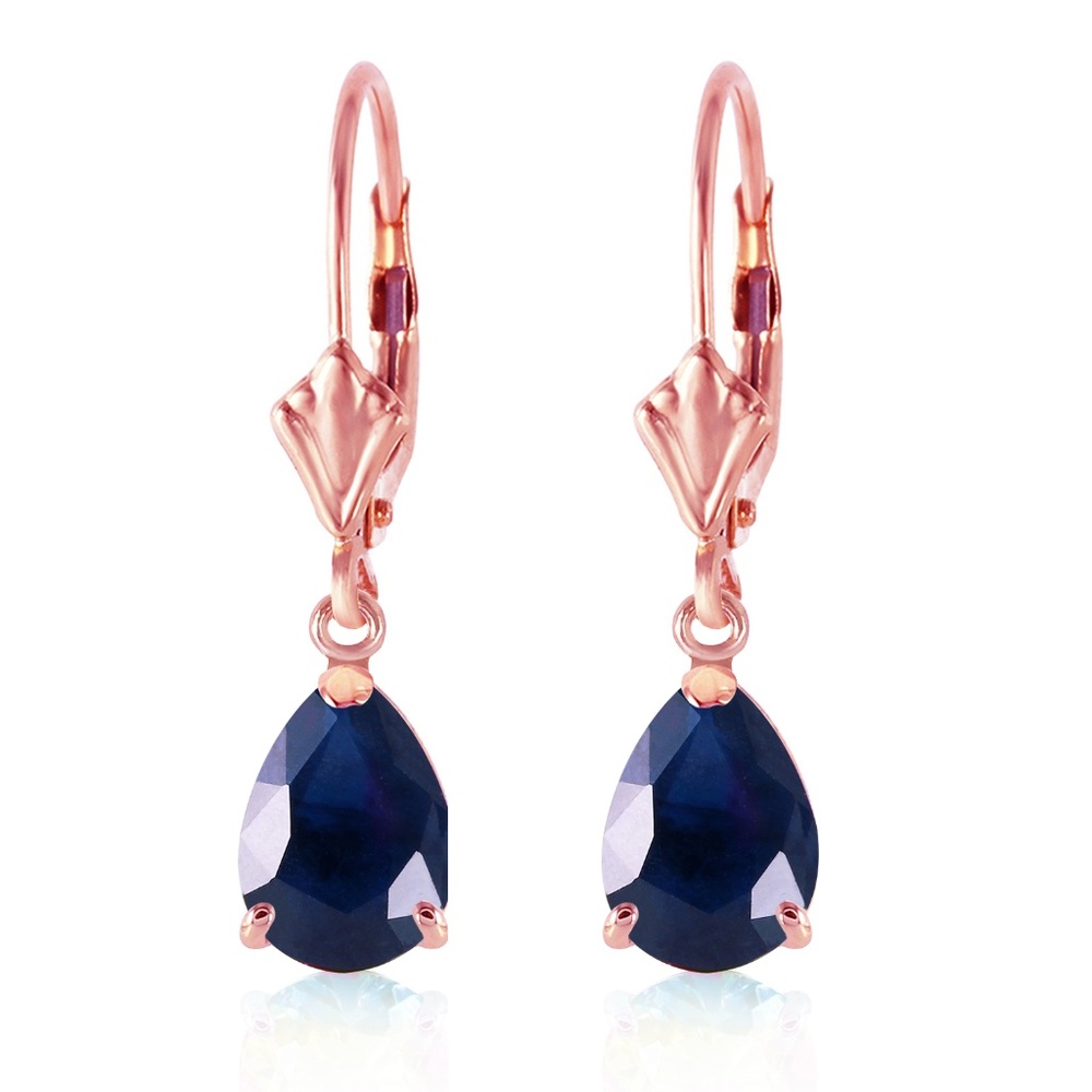 14K. SOLID GOLD LEVERBACK EARRING WITH SAPPHIRES - Picture 2 of 6